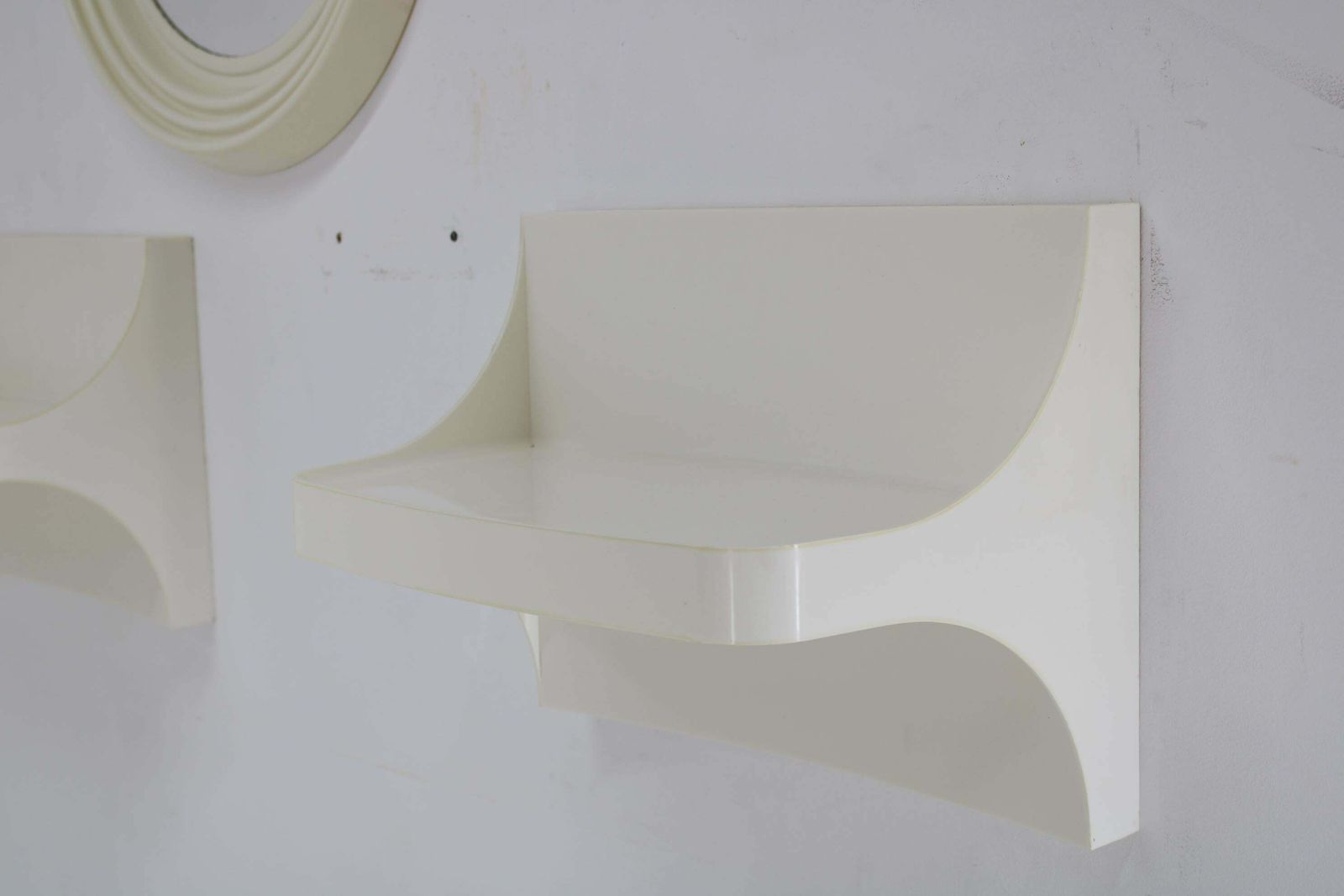 1970s Set Of Round Mirror And Two Shelves, Czechoslovakia photo Home Decor