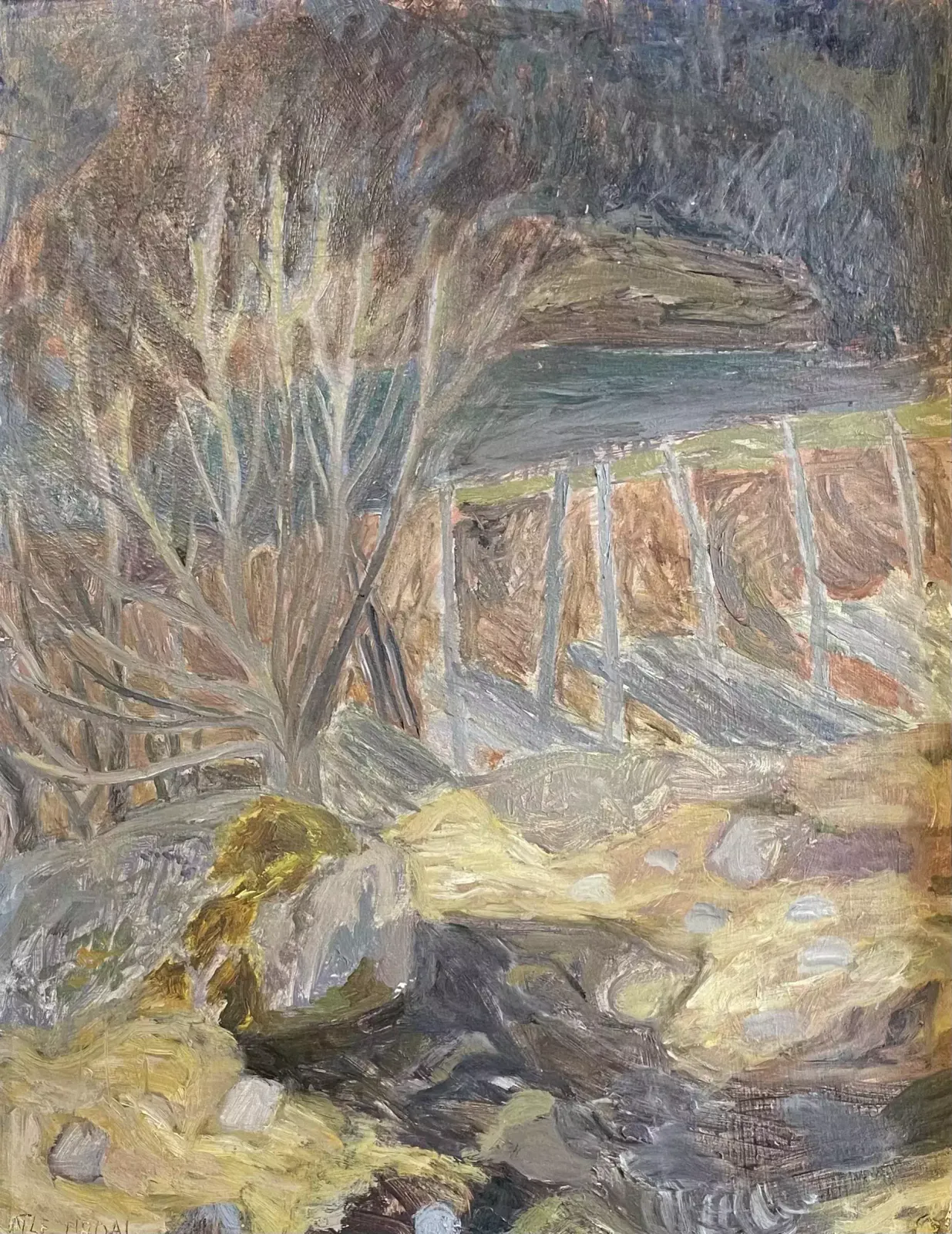 Gudbrandsdal Landscape By Atle Urdal (1913–1988), Oil On Plate. Norway. photo furniture