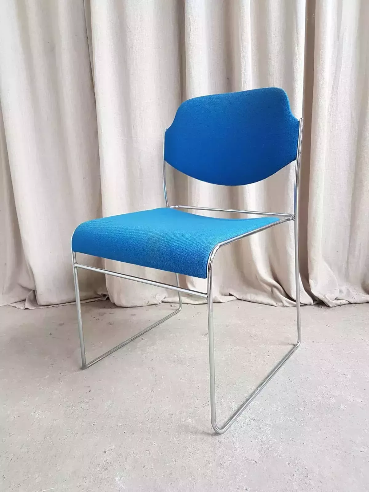 Vtg Late 70s Danish Mid Century Modernist Chrome Single Desk Dining Chair photo for sale