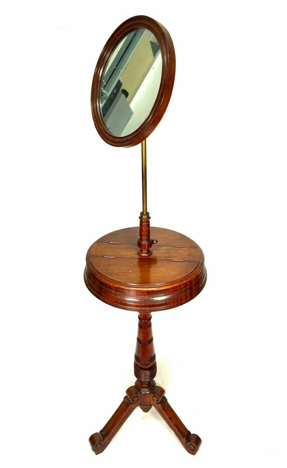 Antique Victorian Mahogany Adjustable Gents Shaving Stand / Makeup Mirror photo furniture