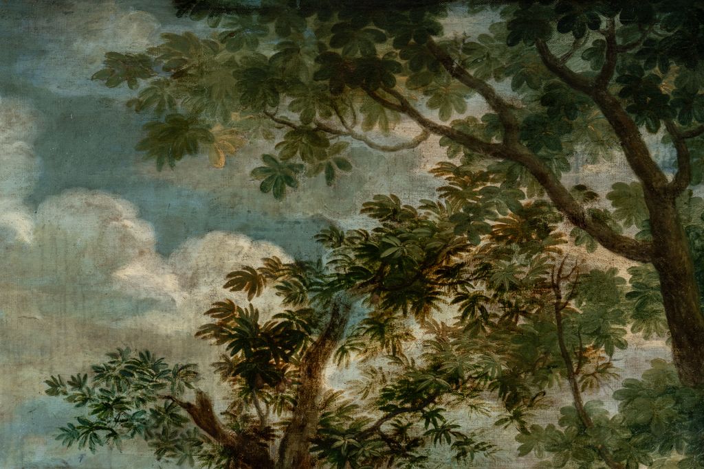 Oil On Canvas Representing A Harvest. Eighteenth Century. Ls55511709z photo for sale