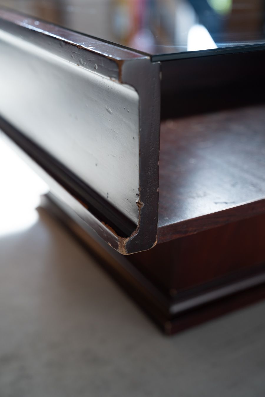 Vintage Mahogany Coffee Table With Glass Top – 1970s photo buy