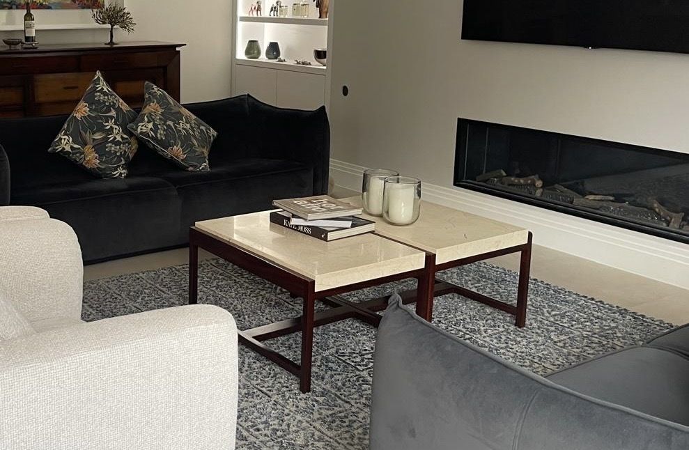 Marble / Stone And Wood Coffee Tables (Set Of Two)