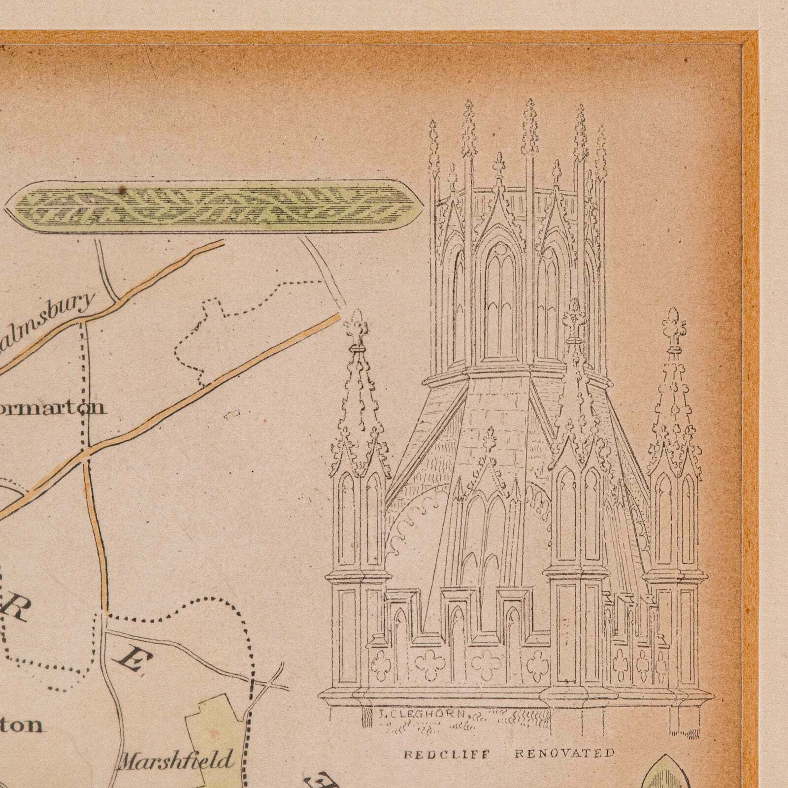 Antique Environs Of Bath & Bristol Map, English, Framed Cartography, Victorian photo vinterior