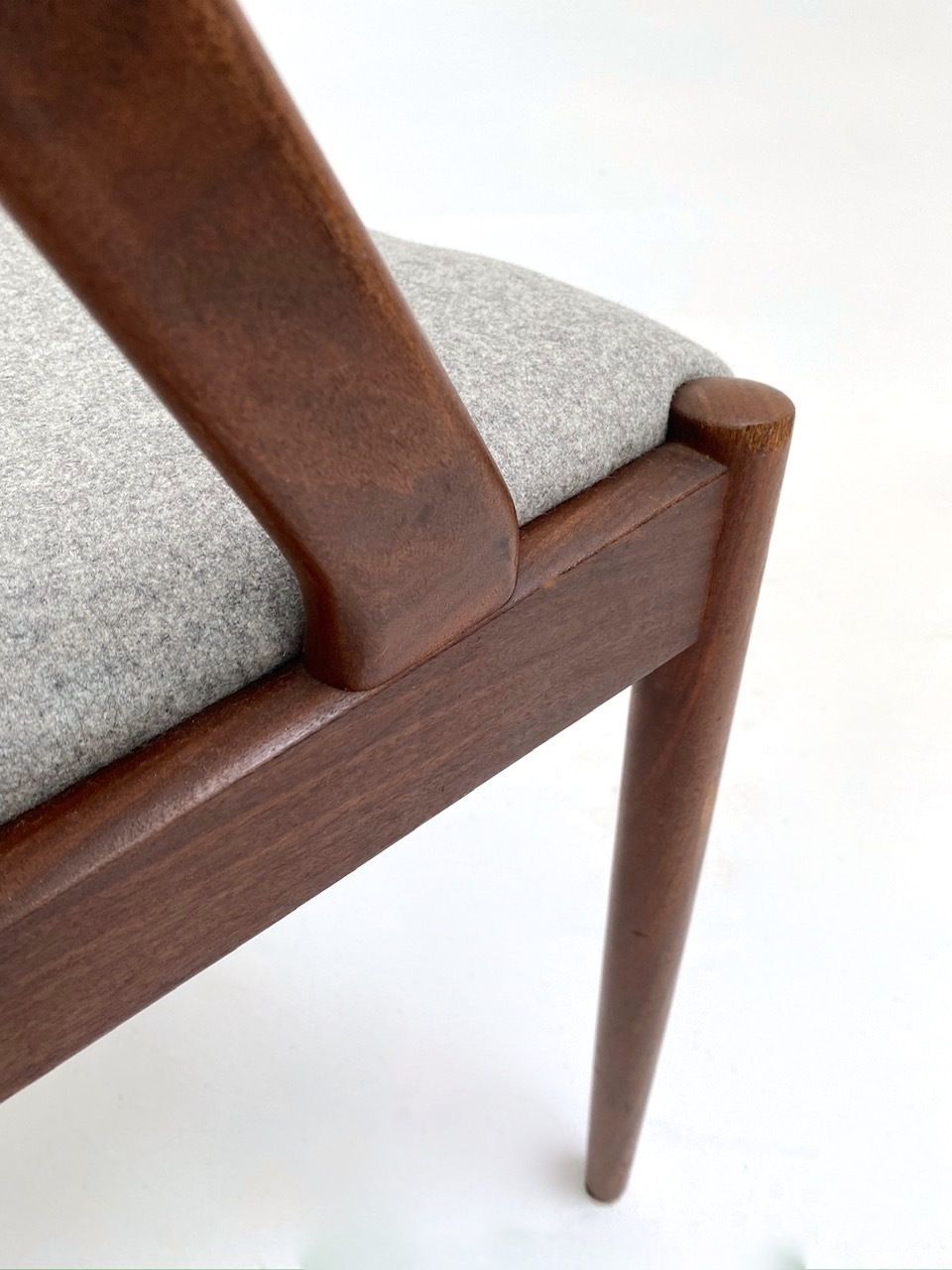 Danish Kai Kristiansen Model 31 Set Of 4 Teak And Grey Wool Dining Chairs Mid Century 1960s photo 1850.0