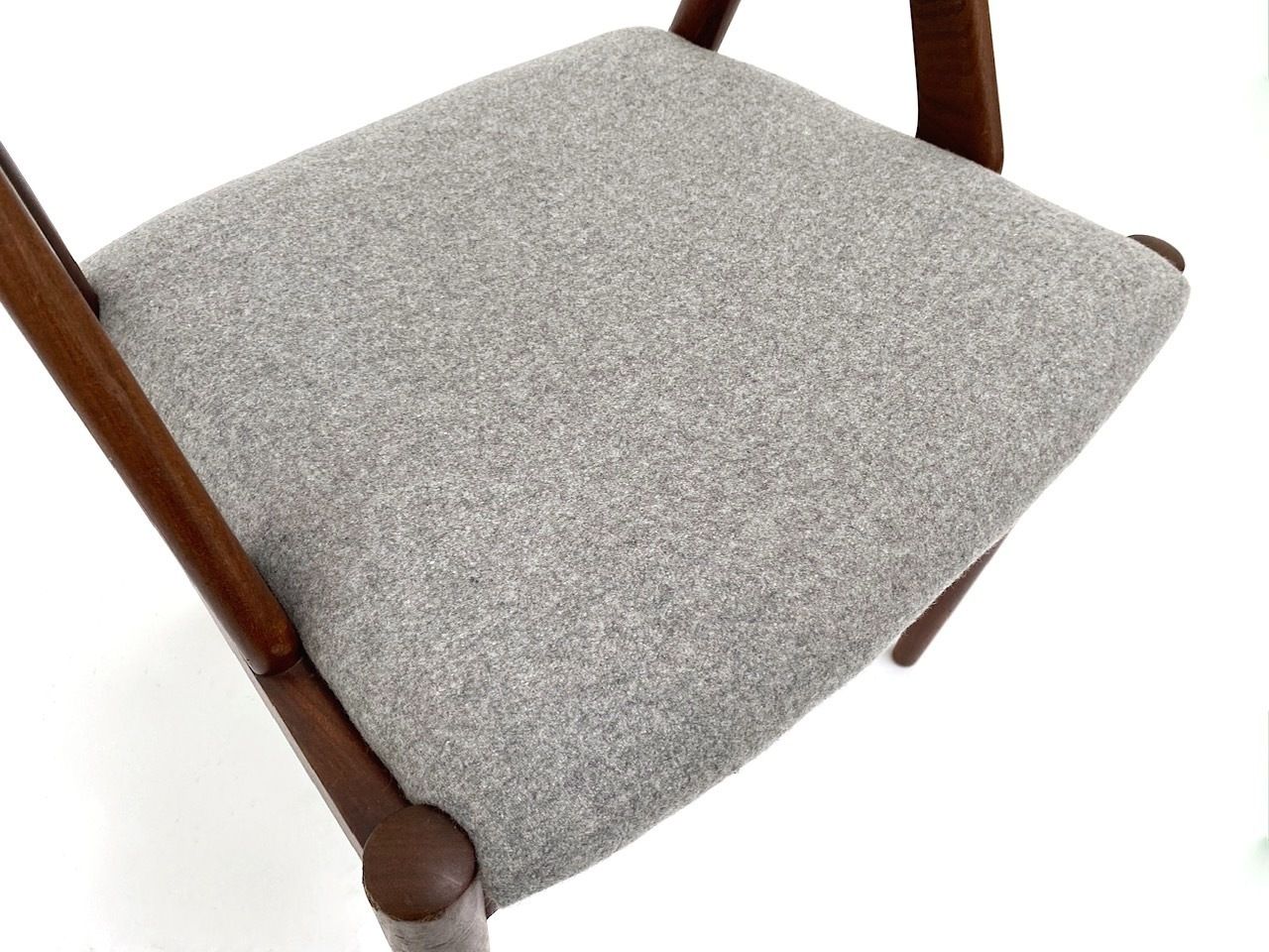 photo buy Danish Kai Kristiansen Model 31 Set Of 4 Teak And Grey Wool Dining Chairs Mid Century 1960s