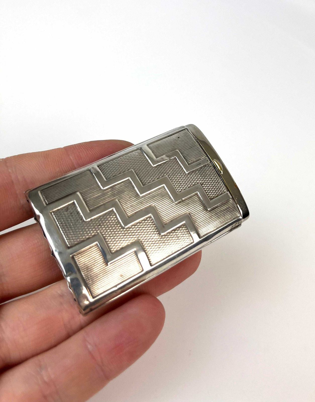 photo for sale Rare 800 Silver Bauhaus Art Deco Matchbook Matches Case Suprematism Cubist Pattern Germany 1920