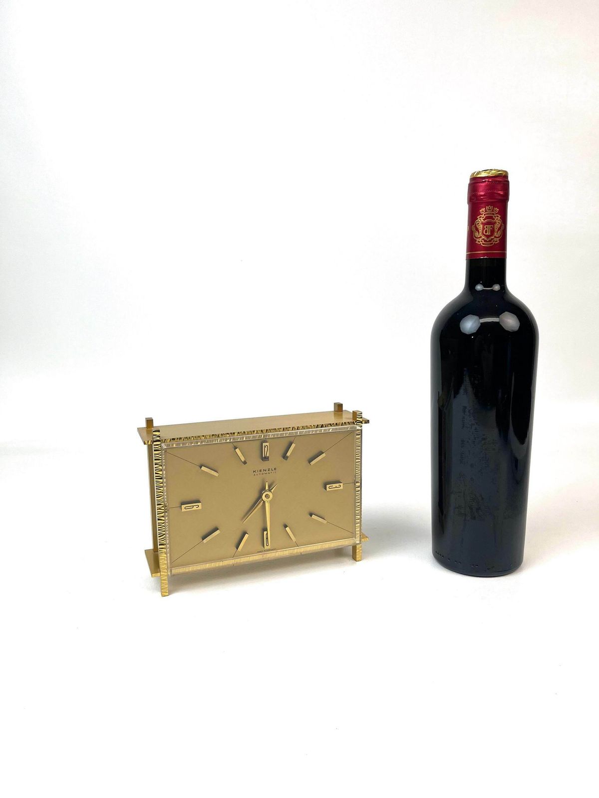 Stunning Golden Kienzle Mid Century Brutalist Desk Clock Germany 1960 photo Home Decor