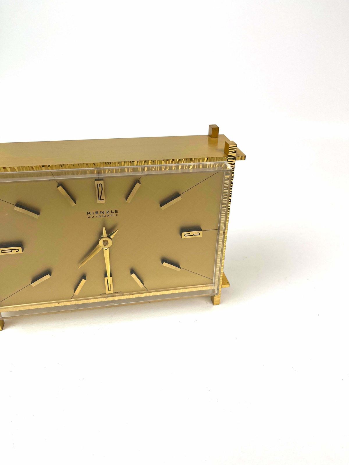 Stunning Golden Kienzle Mid Century Brutalist Desk Clock Germany 1960 photo 350.0