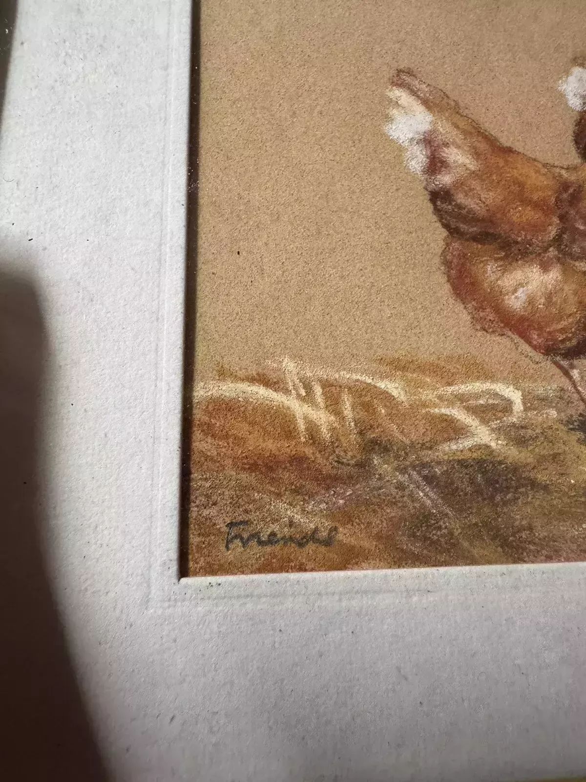 Original Pastel Drawing By Lynette Singers Chickens Countryside Cottage Art photo 50.0