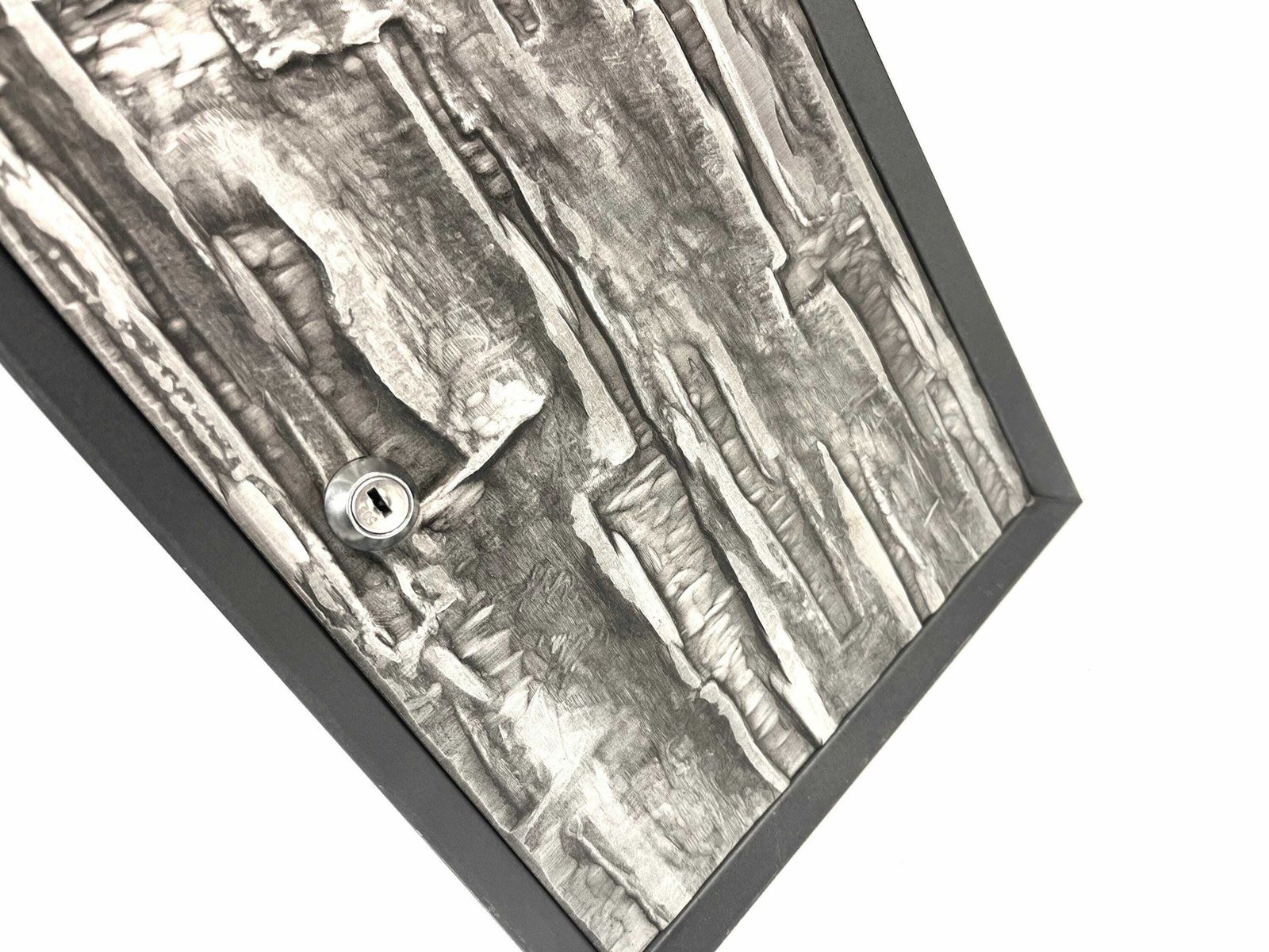 Stunning Mid Century Abstract Sculptural Gray Brutalist Metal Mailbox House Letter Box 1960 photo Home Decor