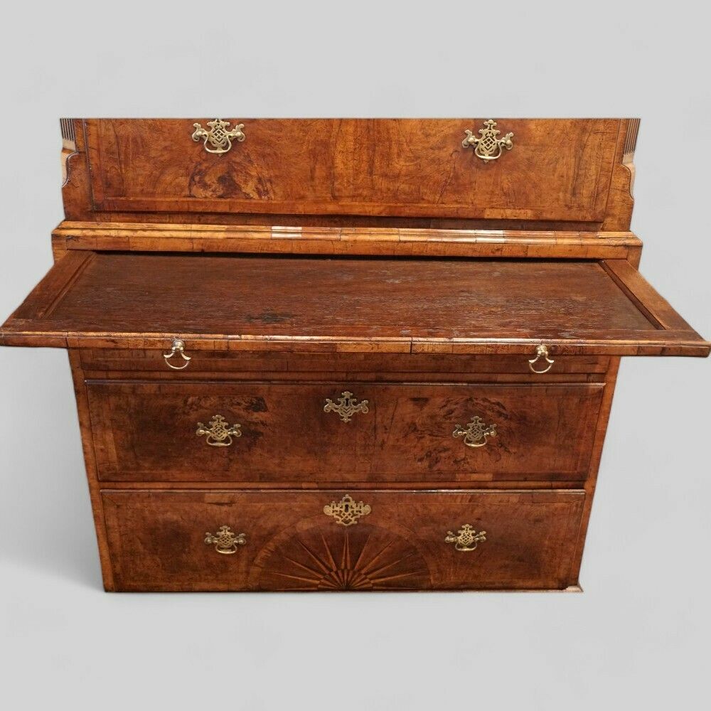 George II Walnut Tallboy With Sunburst photo Furniture