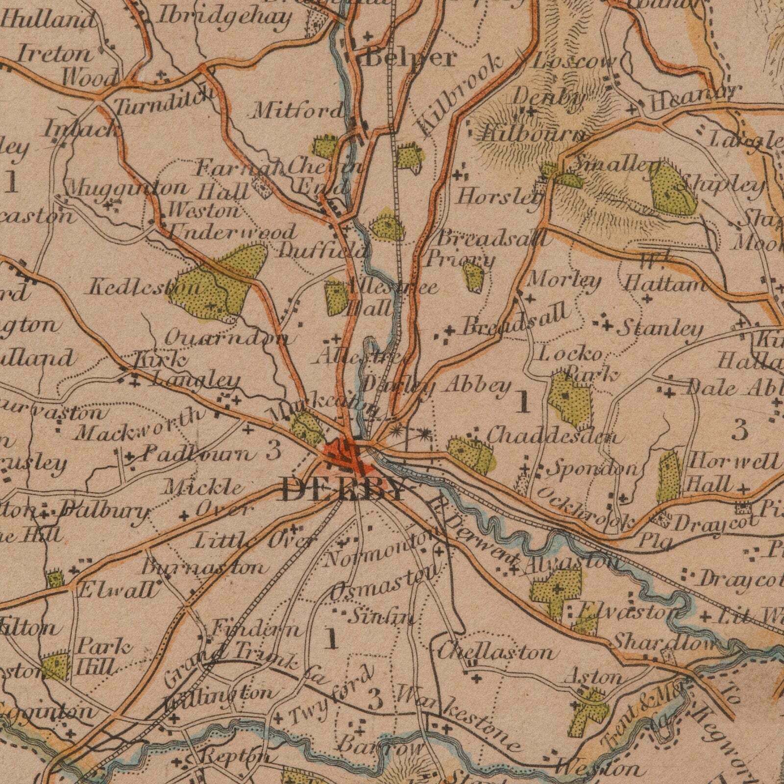 photo for sale Antique Lithography Map, Derbyshire, English, Framed Cartography, Victorian