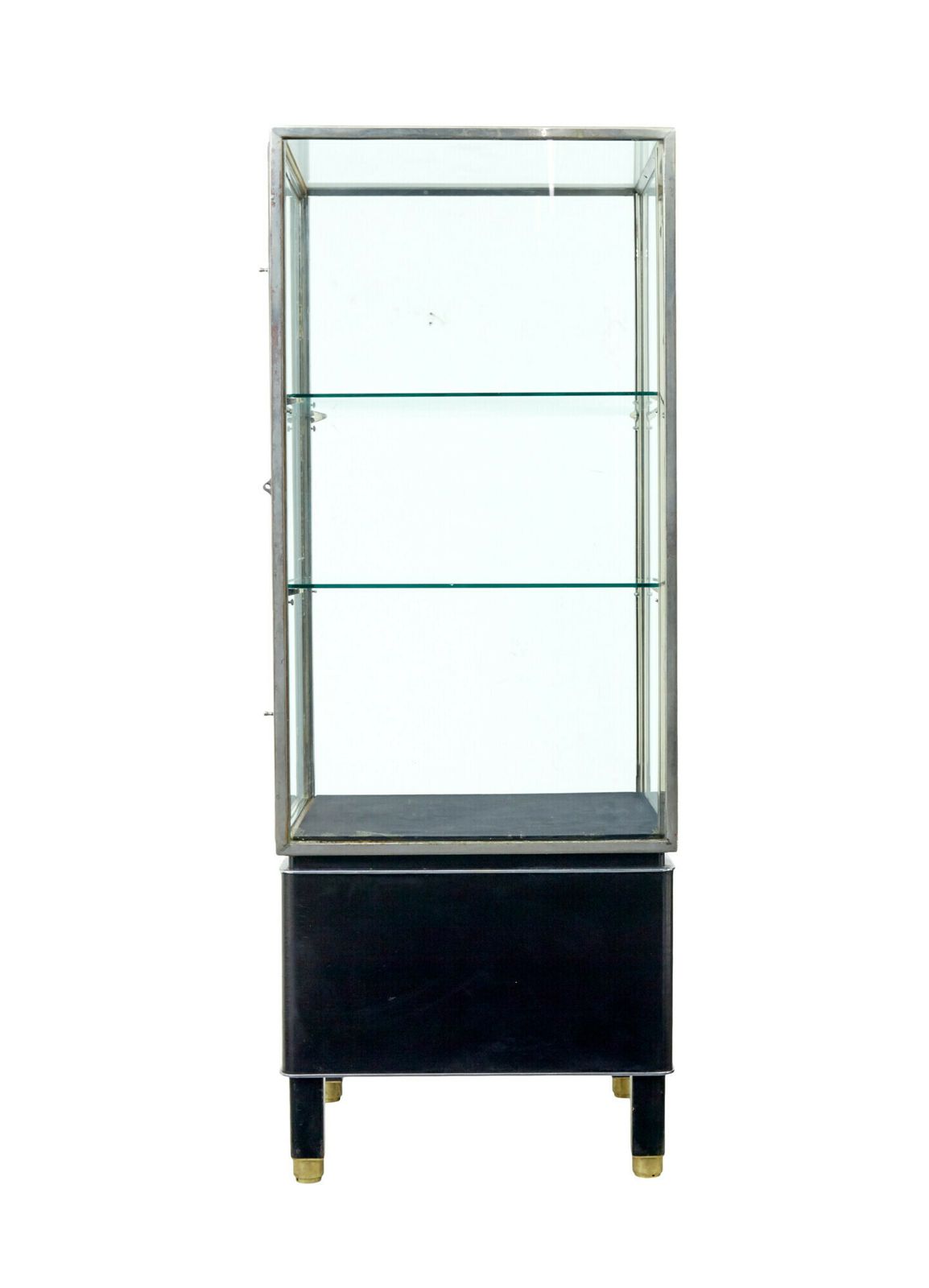 Freestanding Art Deco Steel And Leather Glazed Display Cabinet photo buy