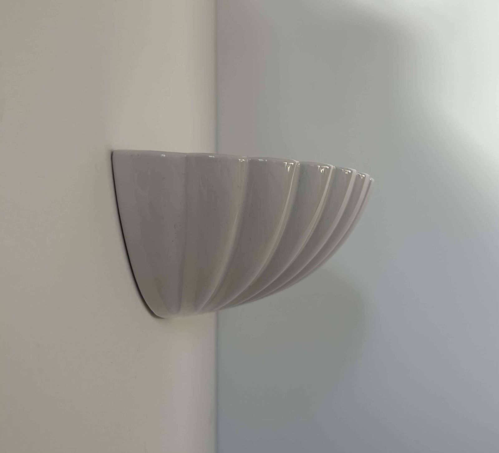 photo for sale Pair Of Vintage Shell Wall Lights, White Porcelain, France 1970