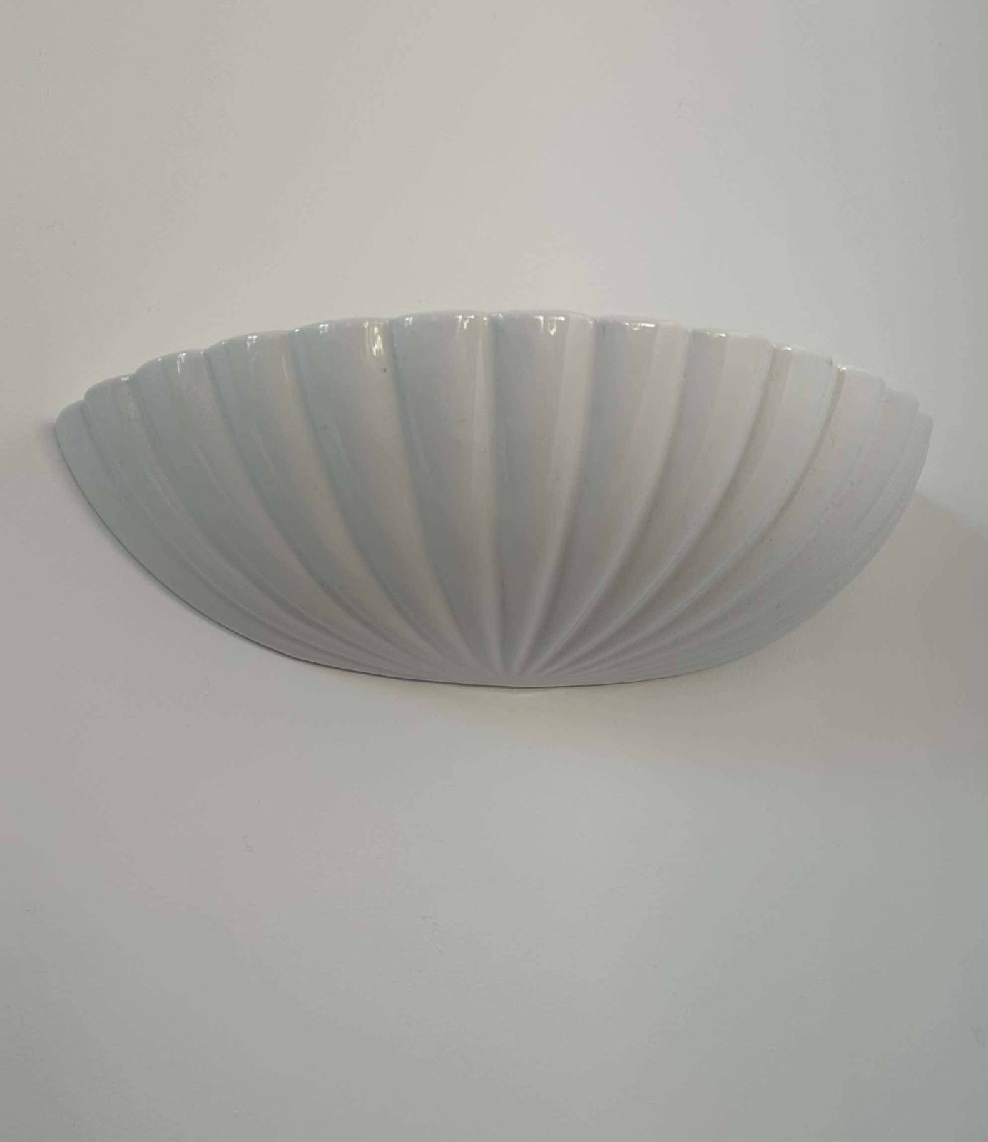 Lighting Pair Of Vintage Shell Wall Lights, White Porcelain, France 1970 photo
