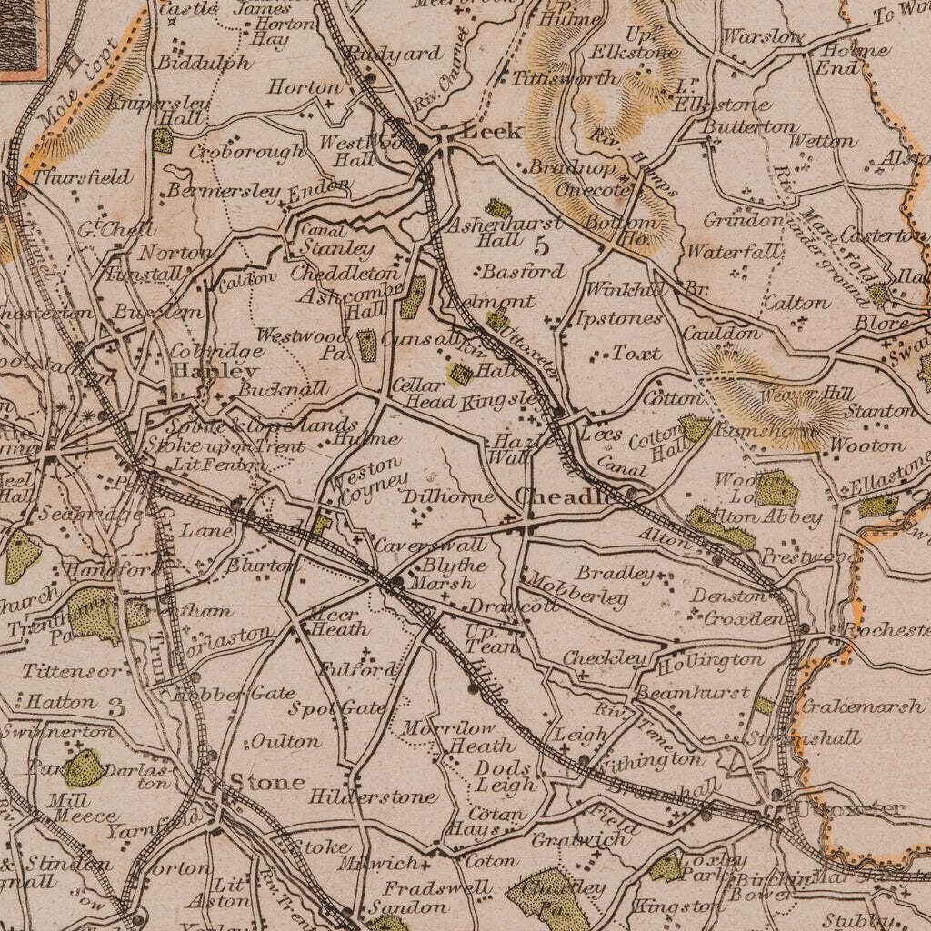 photo for sale Antique County Map, Staffordshire, English, Framed Litho, Cartography, Victorian