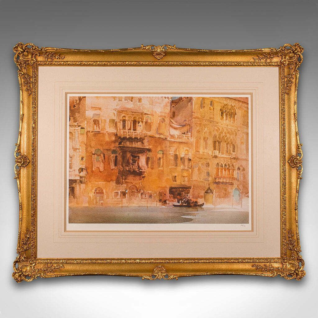 Vintage Limited Edition Art Print, Venice Canal, Framed, William Russell Flint photo furniture