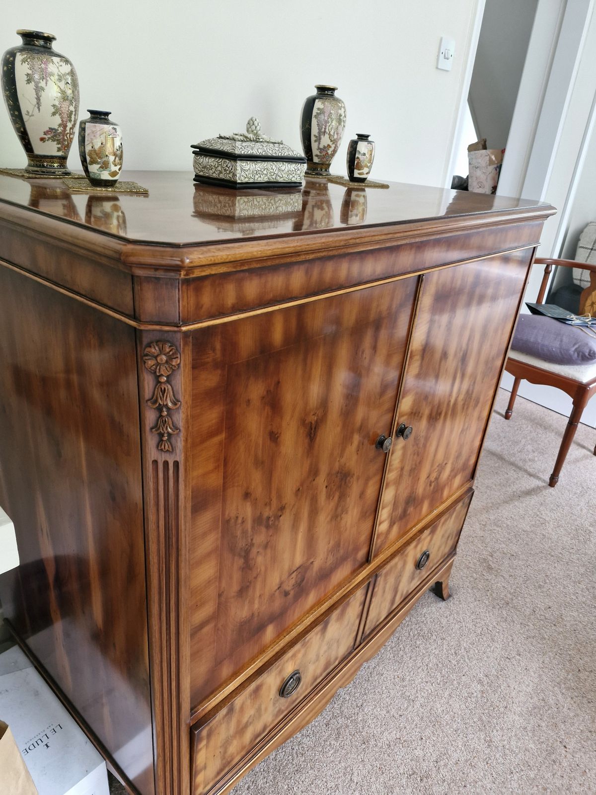 Superb Cherry Wood Cabinet    High Patineer Finish. Excellent Cond. No Defects. photo for sale