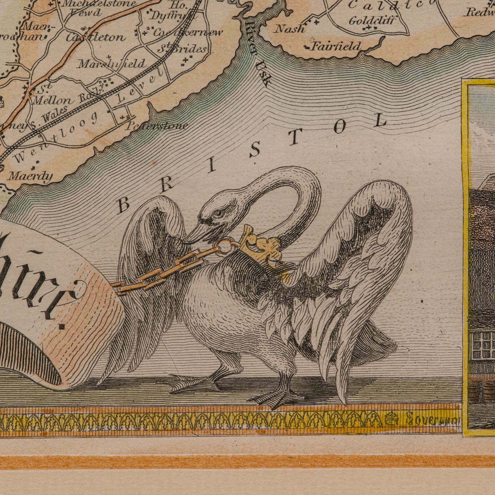photo furniture Antique Lithography Map, Monmouthshire, Framed, Welsh Cartography, Victorian