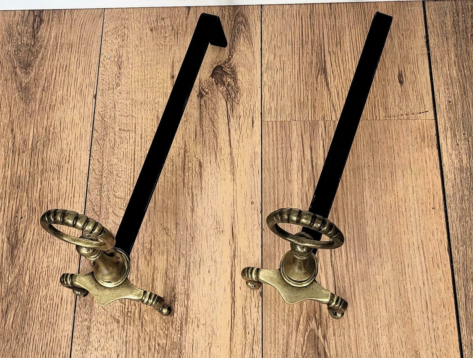 Italian Brass And Wrought Iron Pair Of Andirons photo 861.0