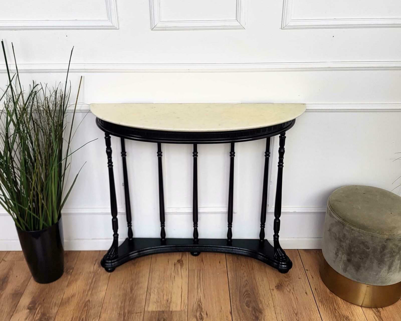 1950s Midcentury Italian Wood Brass Wall Console Table With Marble Top photo 1119.0