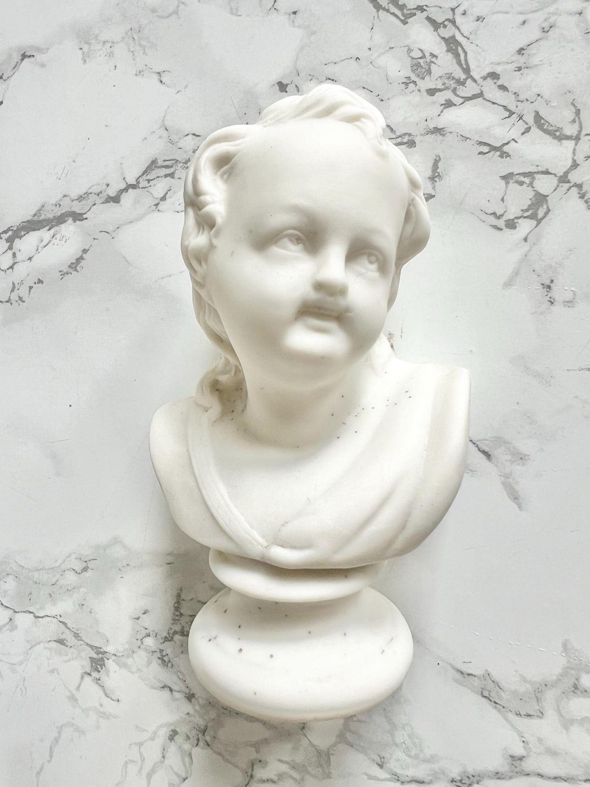 Antique Parian Ware White Bisque Cherub Bust White Porcelain Angel Sculpture Victorian Decor Putto Child Baby photo furniture