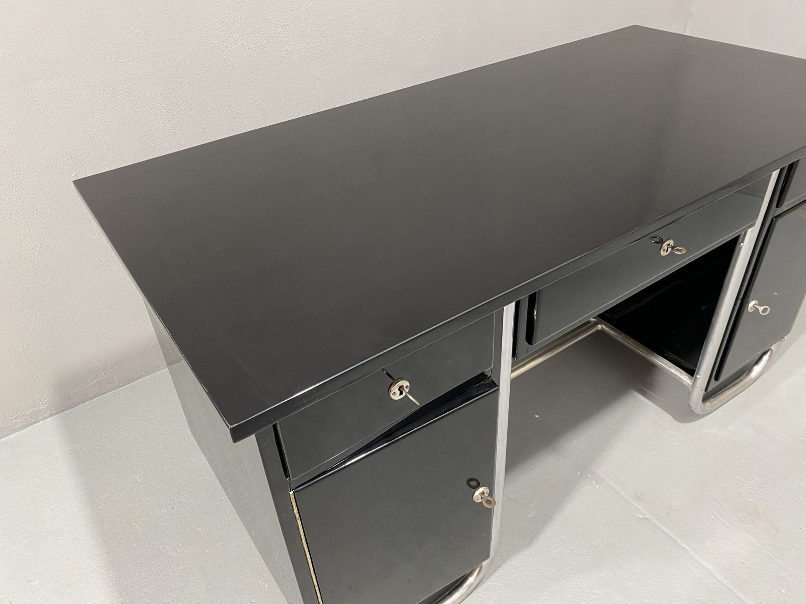 Czechoslovak Modernist Chrome And Wood Writing Desk, 1950´S, Europe photo 3919.0