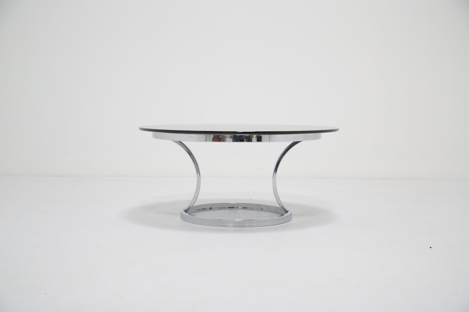 Mid Century Chrome And Smoked Glass Coffee Table, USA, 1970s.