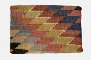 Small Turkish Kilim Ottomans With Wooden Legs, Set Of 2 photo for sale