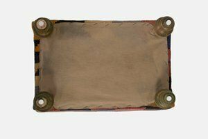 Small Turkish Kilim Ottomans With Wooden Legs, Set Of 2 photo vinterior