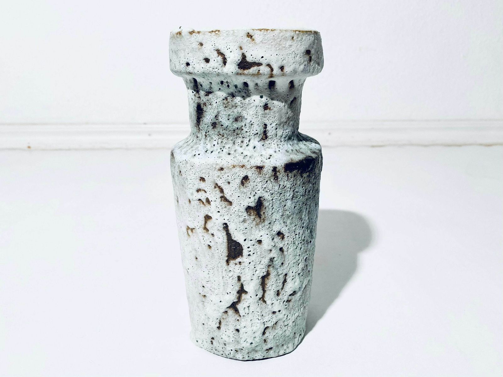 Vintage Pieter Groeneveldt Fat Lava Grey Turquoise Ceramic Vase / Holland Mid Century 1950s photo vinterior