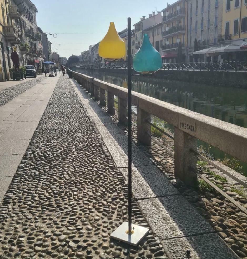 photo furniture Stilnovo Floor Lamp Brass Glass Marble Iron 1950s Italy