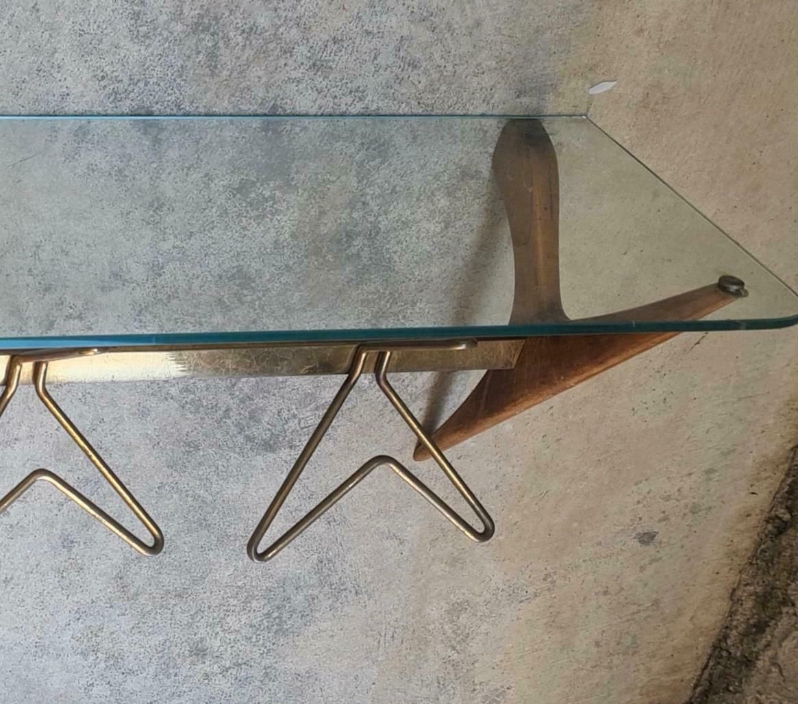 Ico Parisi Wall Mounted Coat Rack. Brass Wood Glass 1950s Italy photo 1891.0