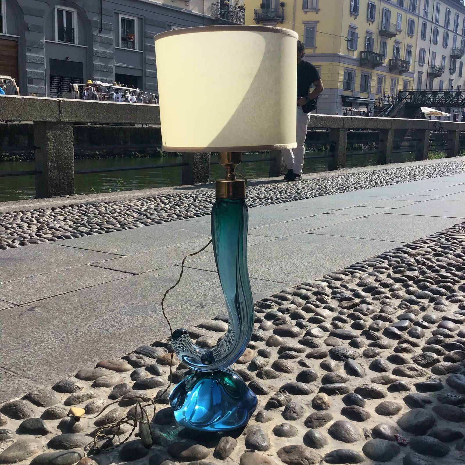 photo buy Seguso Flavio Poli Table Lamp Murano Glass Brass Lampshade 1950s Italy