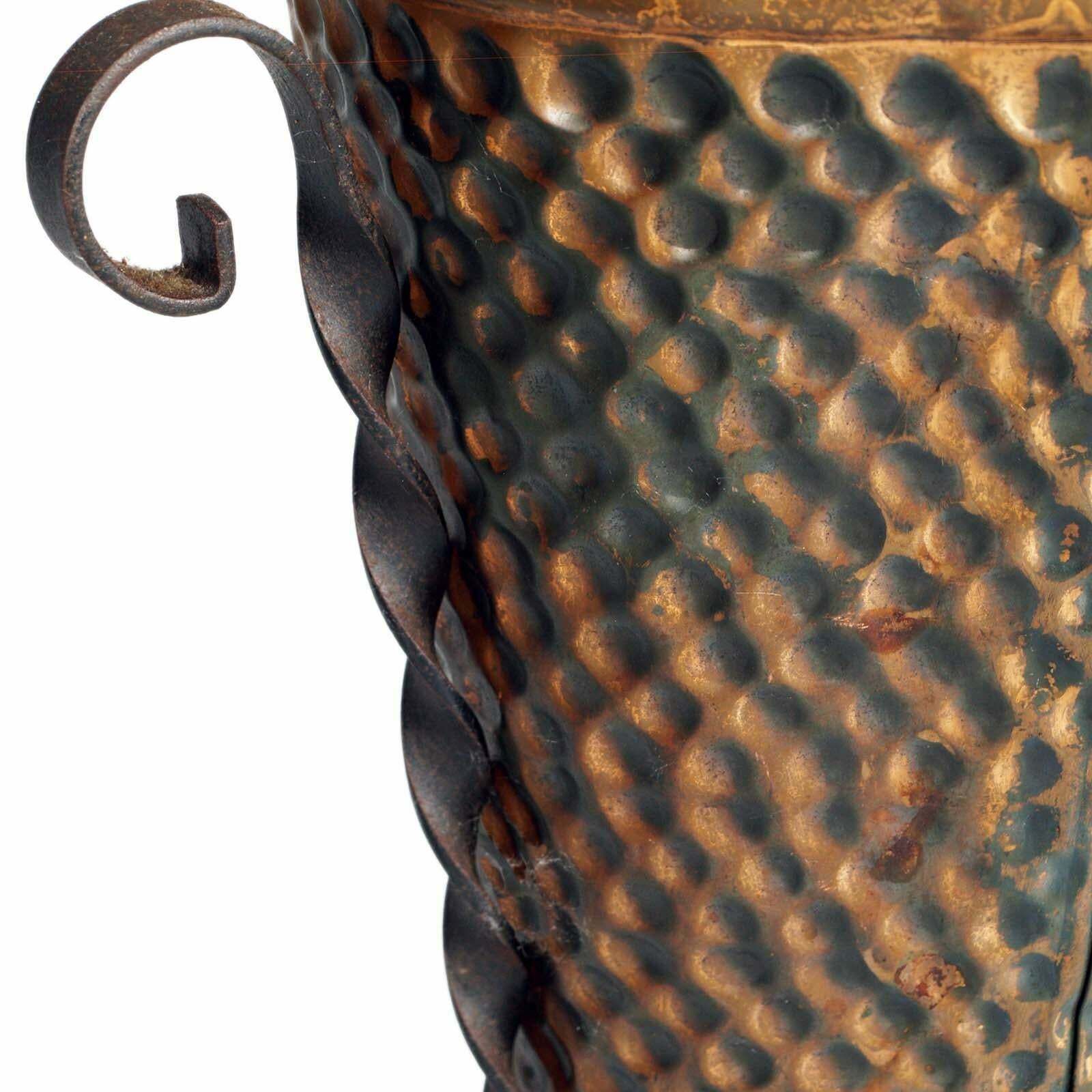 1940s Hand Embossed Umbrella Stand In Burnished Brass And Wrought Iron, 1940s photo Home Decor