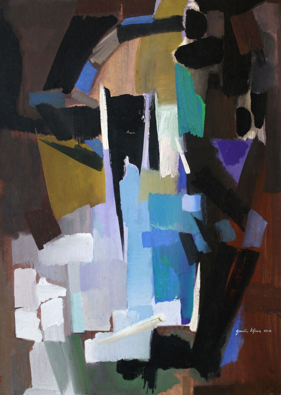 Gunars Klavaabstraction 1. 1964, Paper, Gouache, 83 X 59, 5 Cm1964