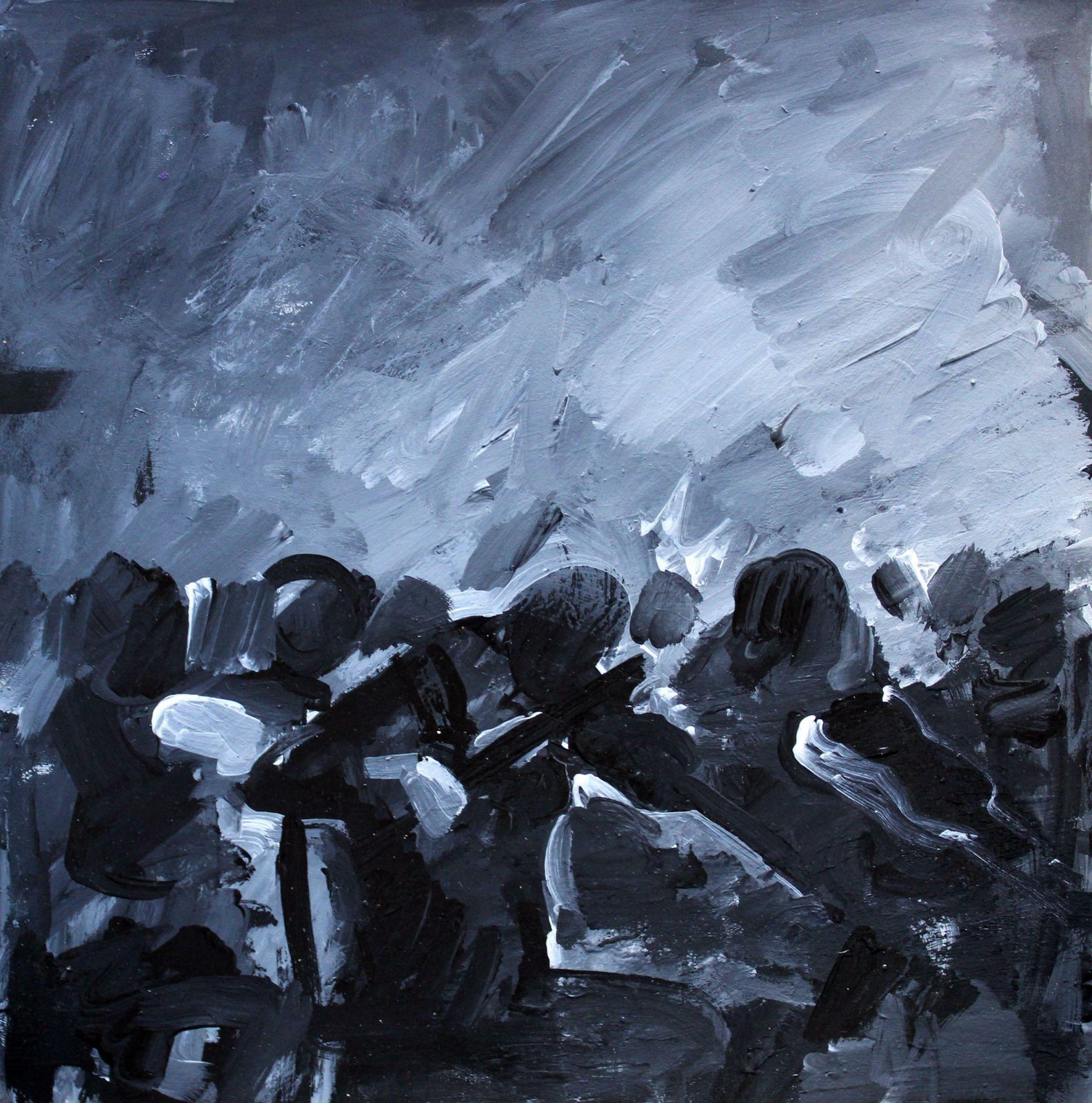 Ansis Butnorthe String Orchestra. 2024., Acrylic On Paper, 24x24 Cm2024