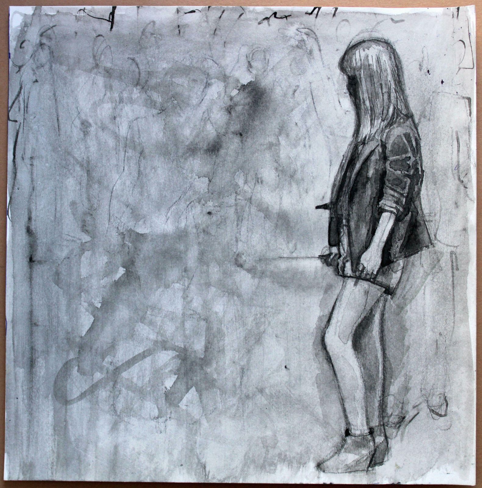 Ansis Butnora Girl With A Cigarette. 2021, Watercolor, Paper, 25x25 Cm2021 photo furniture