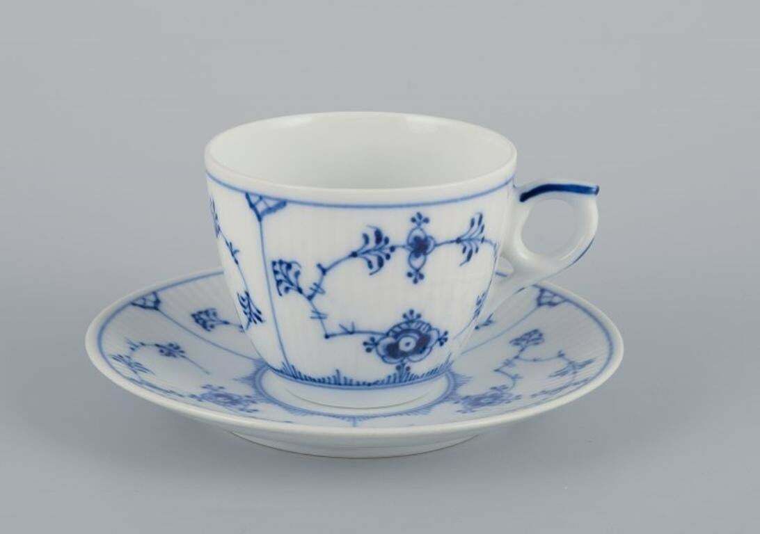 Royal Copenhagen Blue Fluted Plain. Five Coffee Cups With Saucers In Porcelain. photo furniture
