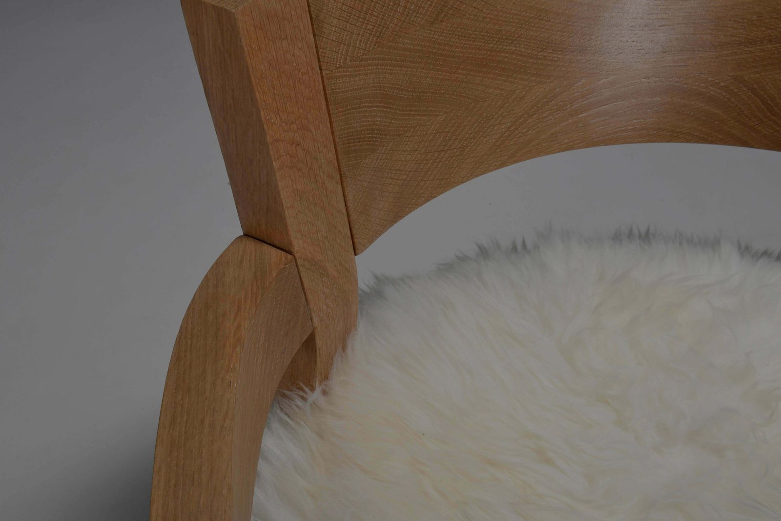 Set Of Two Solid Oak And Off White Sheepskin Chairs, Switzerland, 1970s photo vintage