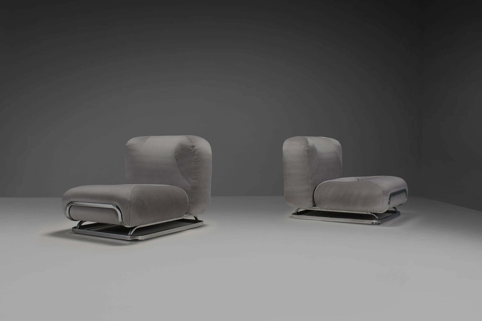 Beautiful Grey Mohair And Chrome Lounge Chairs Made In Italy In The 1970s photo furniture