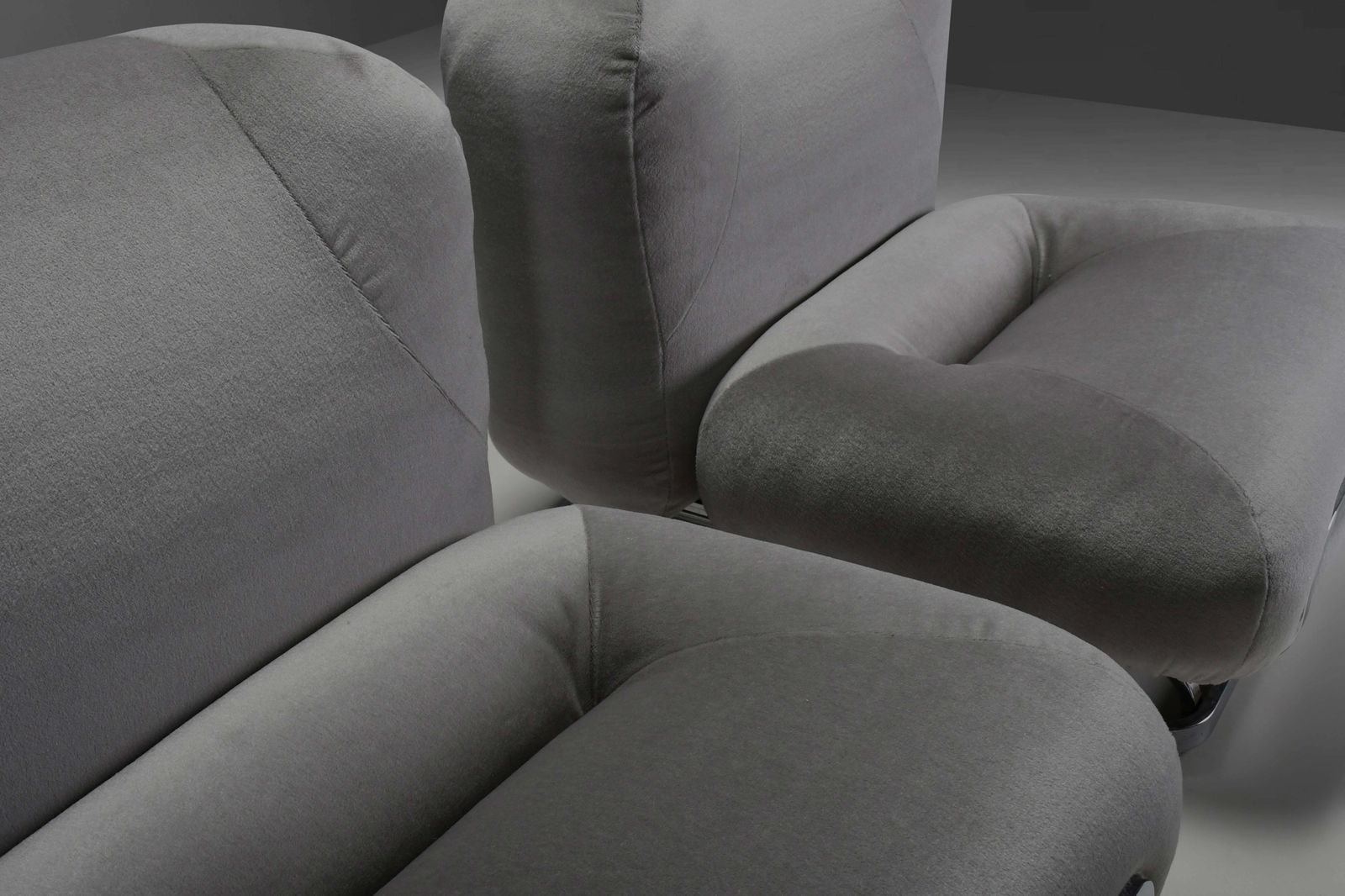 photo furniture Beautiful Grey Mohair And Chrome Lounge Chairs Made In Italy In The 1970s