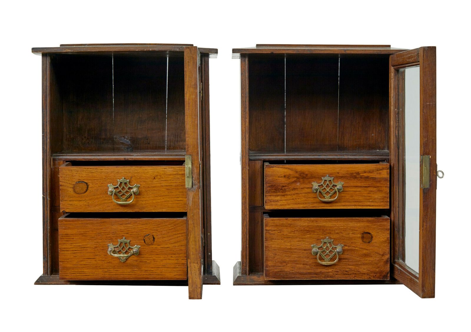 Pair Of English Oak Small Cabinets Made From Hmy Osbourne photo vintage
