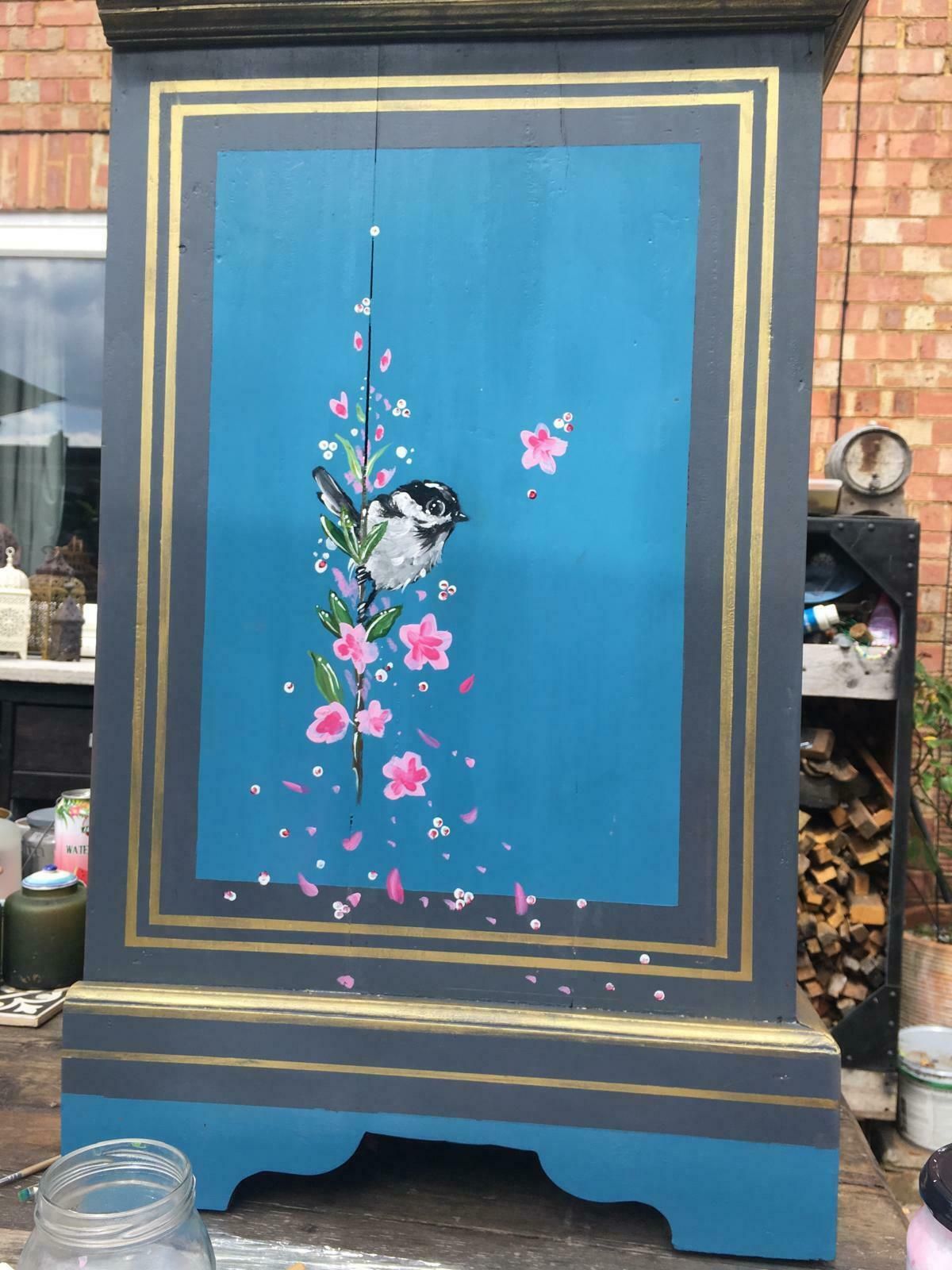 Bespoke Upcycled Hand Painted Art  Chest 3 Drawers photo for sale