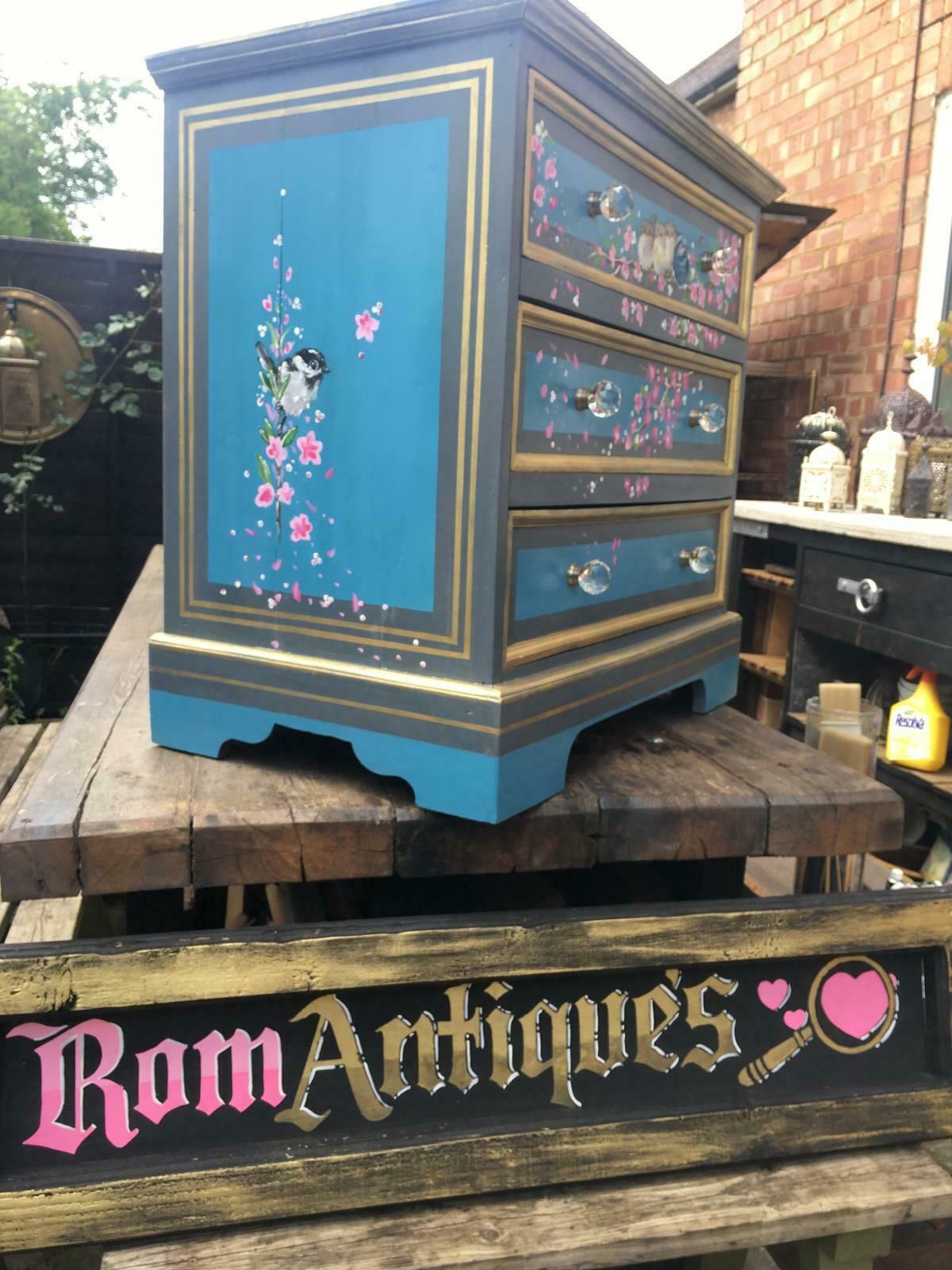 Bespoke Upcycled Hand Painted Art  Chest 3 Drawers photo Furniture
