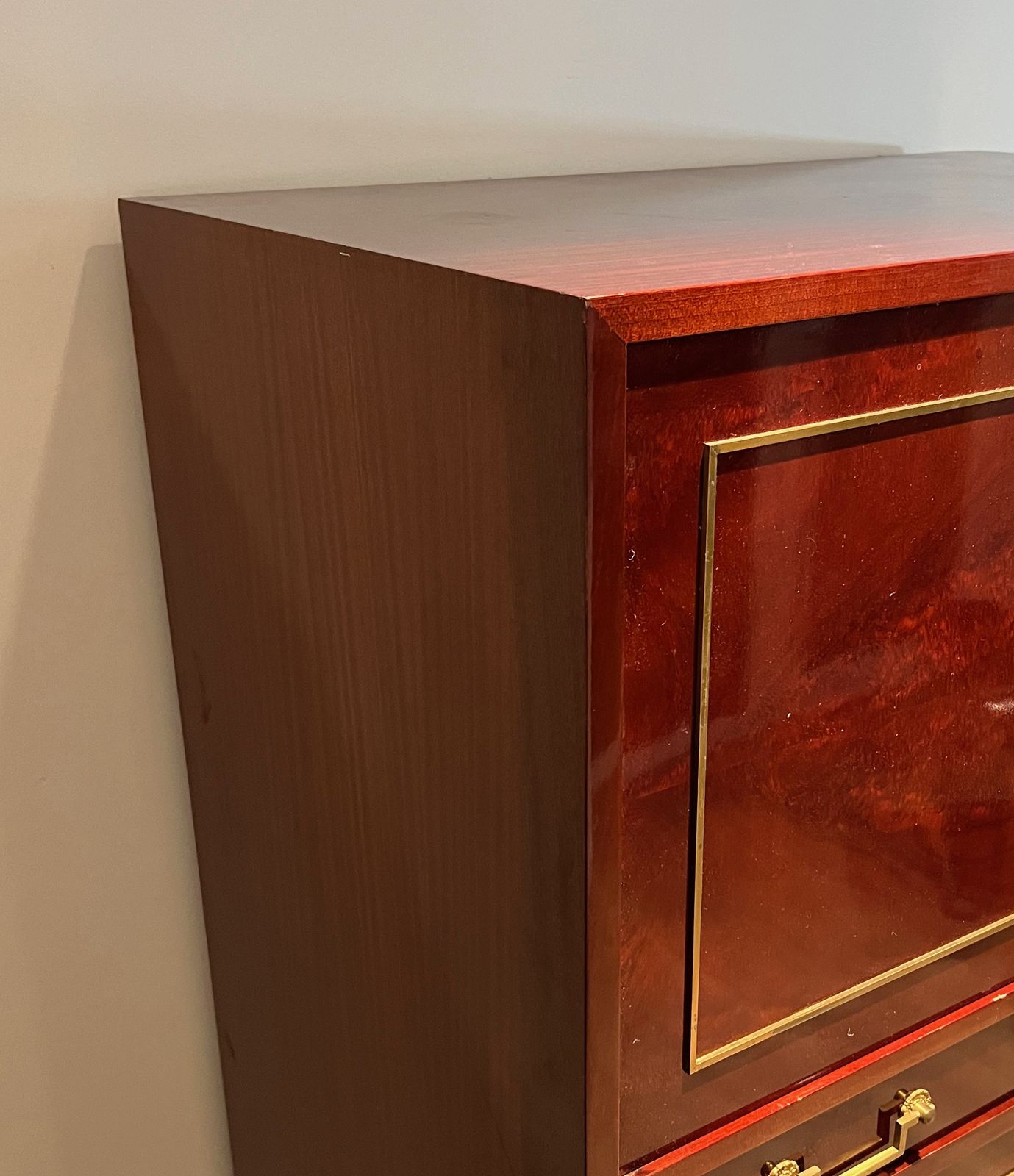 photo vinterior Empire Style Secretary Cabinet In Flamed Mahogany In The Style Of Aldo Tura