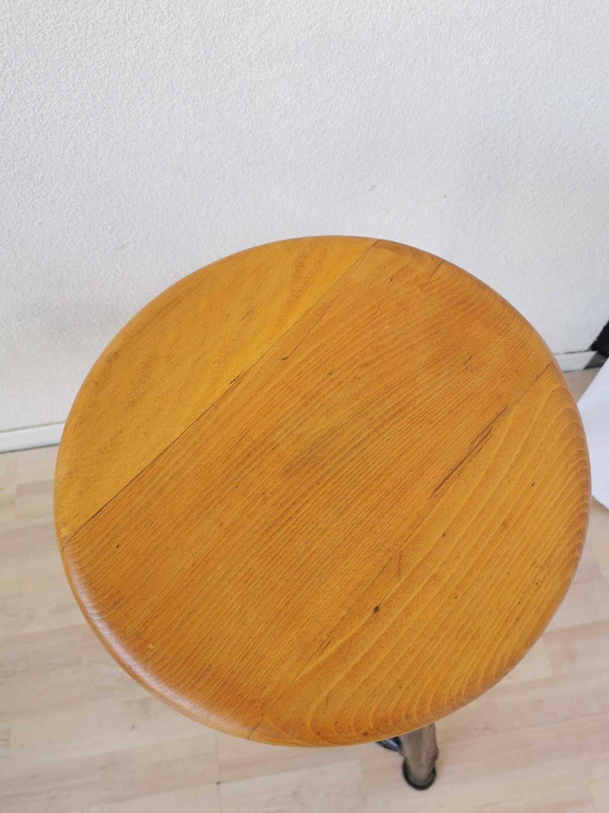Rare Vintage Higher Rowac Era Style Industrial Bar Stool / 1970s / Metal Base And Wooden Seat / Mid Century Bistro Pub Chair / Retro German photo buy