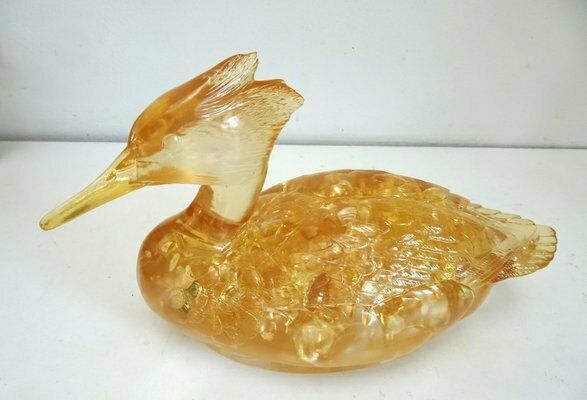 Fractal Resin Duck Bird Sculpture In The Style Of Godebsky, 1970s