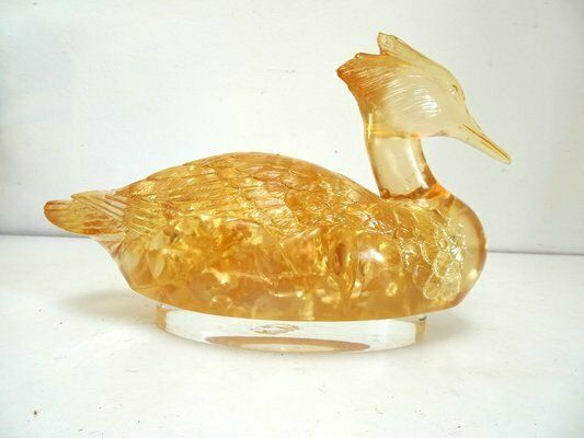 Fractal Resin Duck Bird Sculpture In The Style Of Godebsky, 1970s photo vintage